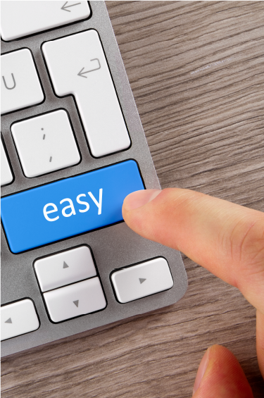 Finger clicking key that says 'Easy'