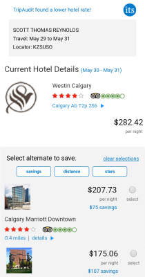 Cell phone showing alternate hotel choice Cell phone showing alternate hotel choice