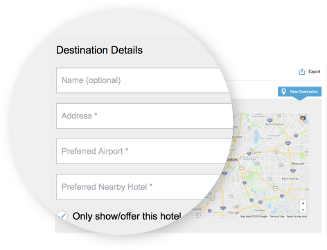 Laptop showing Destination Details Laptop showing Destination Details
