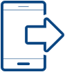 Graphic of phone with right arrow to indicate forwarding