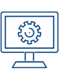 Computer screen showing a gear graphic
