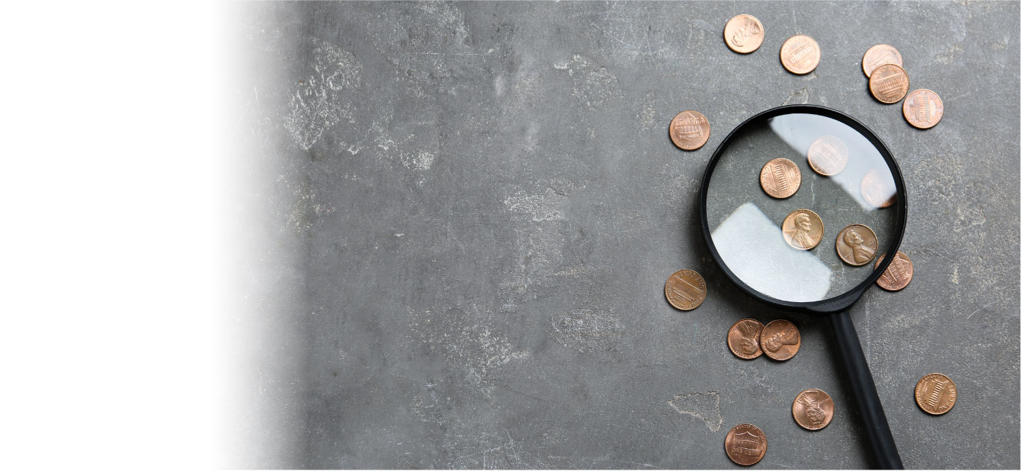 magnifying glass find penny's for all savings