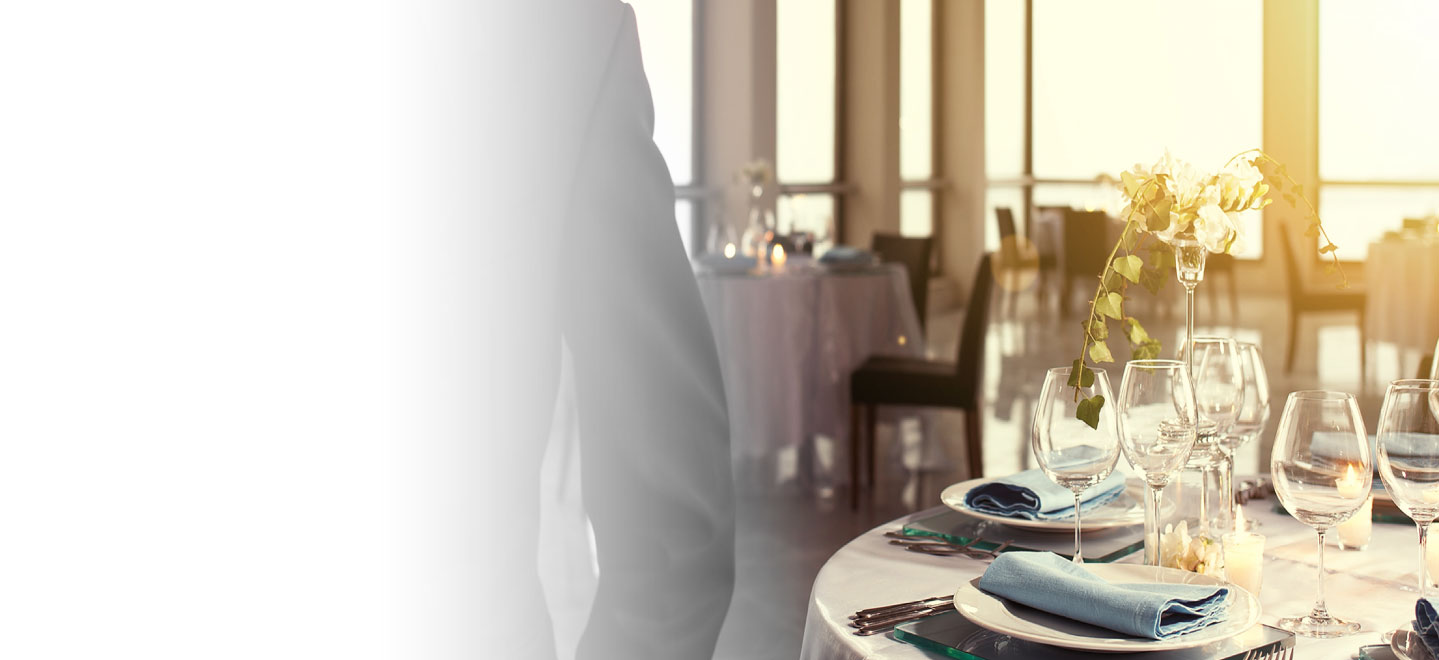 formal event dinning area with golden light